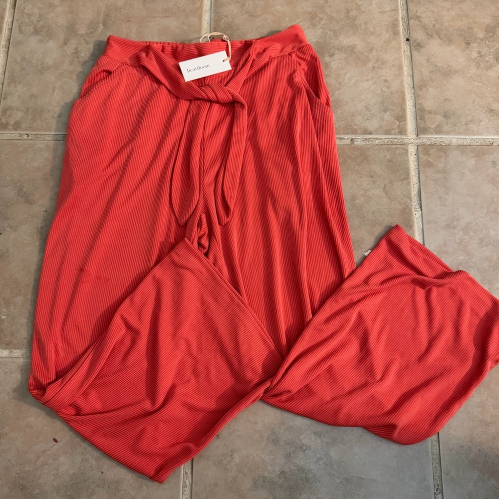 Heartloom Coral Wide Leg Drawstring Pants